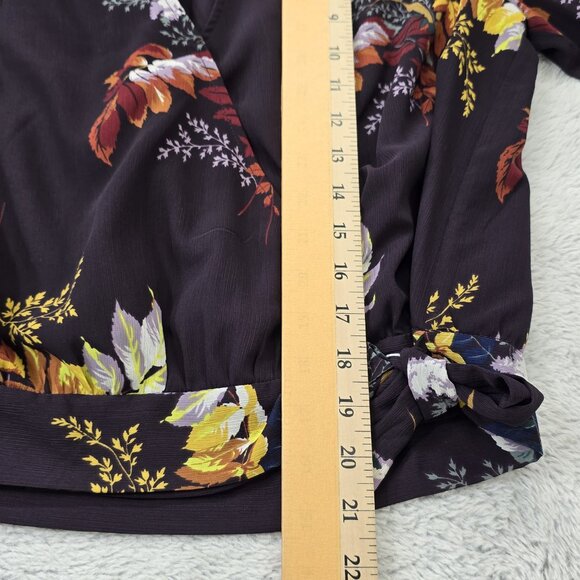 Madewell Wrap Front Top in Blooming Oasis Plum Womens Size Medium - Picture 11 of 14